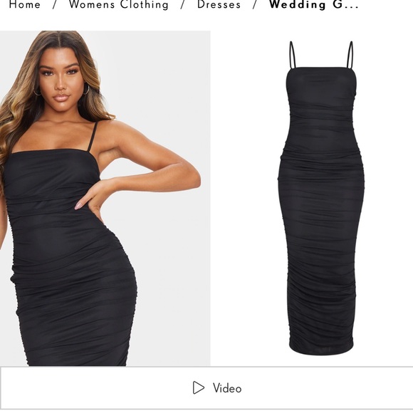 PRETTYLITTLETHING // BNWT Ruched mesh midi/maxi dress - Picture 3 of 6